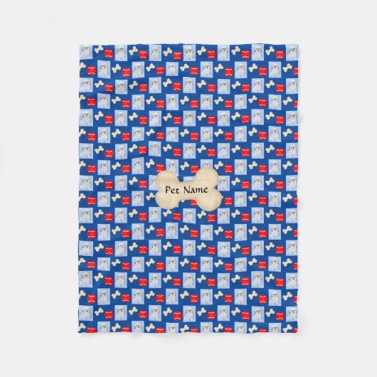 Aangepaste Malshi Blue Fleece Blanket Deken (Voorkant)