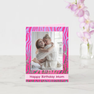 Aangepaste Mam Roze tijger print Birthday Kaart