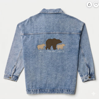 Aangepaste Mama Beer Met 2 Kinder Namen Moederdag Denim Jacket