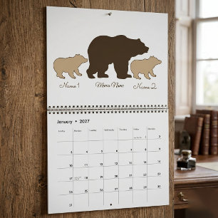 Aangepaste Mama Beer Met 2 Kinder Namen Moederdag  Kalender