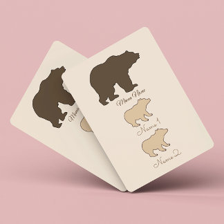 Aangepaste Mama Beer Met 2 Kinder Namen Moederdag Pokerkaarten