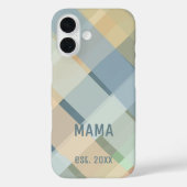 Aangepaste Mama Opgericht Jaar Pastel Geruite Case-Mate iPhone Case (Achterkant)