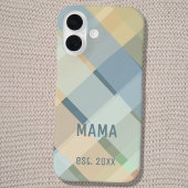 Aangepaste Mama Opgericht Jaar Pastel Geruite Case-Mate iPhone Case