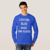 Aangepaste Mannen BLAUW LONG SLEEVE T-SHIRT (Voorkant volledig)