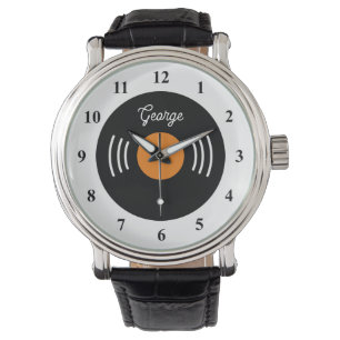 Aangepaste mannen horloge met vinyl muziek plaat