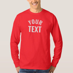 Aangepaste Mannen lange mouw diep rood Sjabloon mo T-shirt