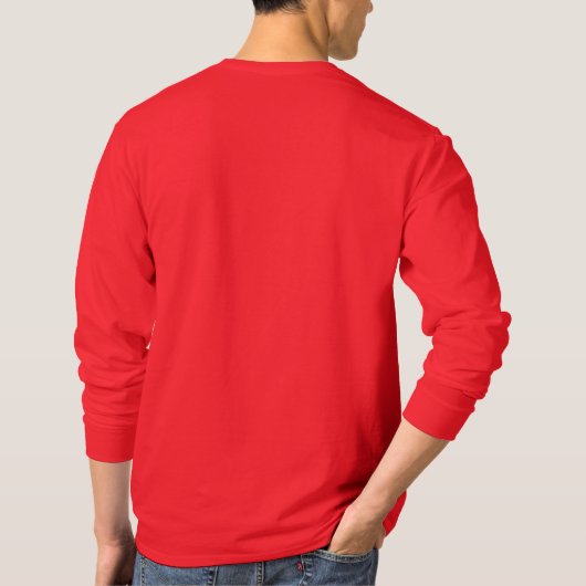 Aangepaste Mannen lange mouw diep rood Sjabloon mo T-shirt (Achterkant)