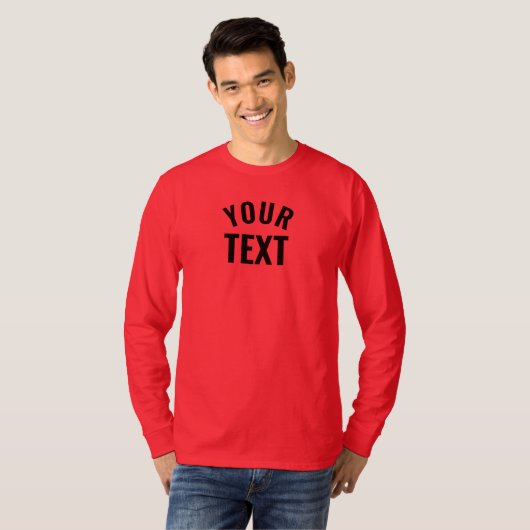 Aangepaste Mannen lange mouw diep rood Sjabloon mo T-shirt (Voorkant volledig)