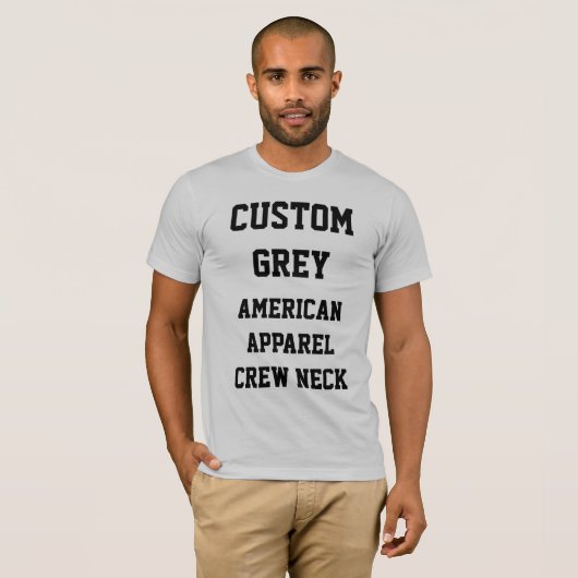Aangepaste Mannen SILVER GRAY AMERICAN APPAREL T-S T-shirt (Voorkant volledig)