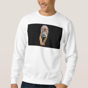 Aangepaste Mannen Witte sweatshirt met looptijger