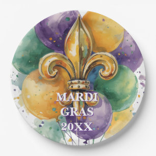 Aangepaste Mardi Gras Kleuren Papieren Bordje
