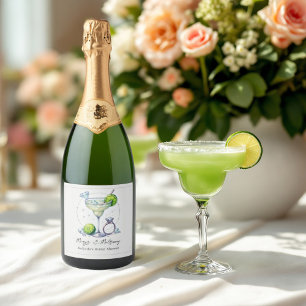 Aangepaste Margarita & Huwelijk Bruidsfeest Sparkling Wijnetiket