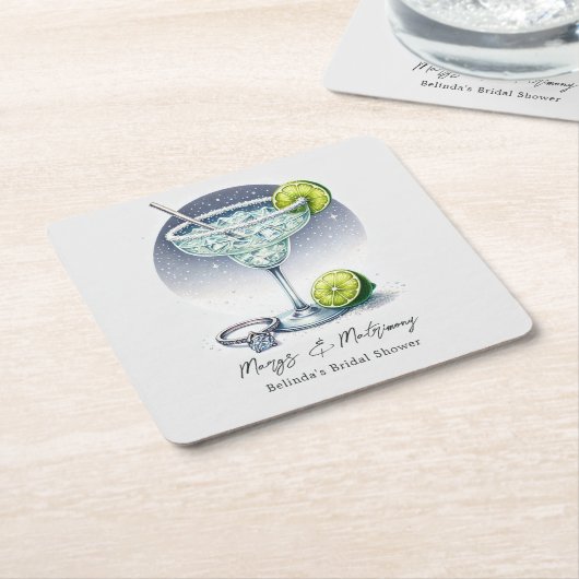 Aangepaste margarita's en huwelijksfeest bruidsfee vierkante kartonnen onderzetter (Schuin)