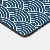 Aangepaste marine blauw Japans Seigaiha Wave Bureaumat (Hoek)