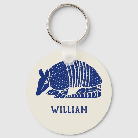 Aangepaste marine Blue Armadillo Sleutelhanger (Voorkant)