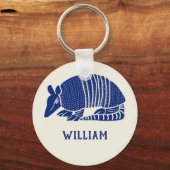 Aangepaste marine Blue Armadillo Sleutelhanger (Voorkant)