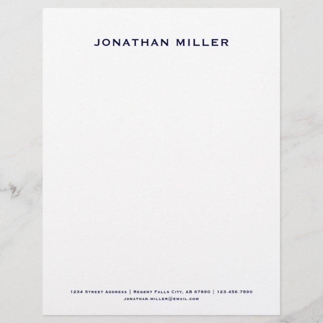 Aangepaste marine Blue Monogram Letterhead Briefhoofd (Voorkant)