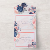 Aangepaste  marine & Blush All In One Uitnodiging (Binnen)