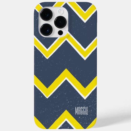 Aangepaste marine en gele moderne preppy Case-Mate iPhone case (Achterkant)