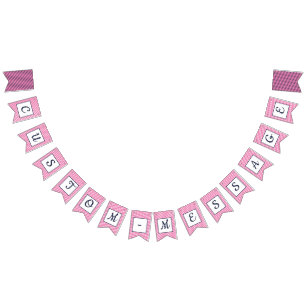 Aangepaste marine en heldere roze gestreept preppy vlaggetjes