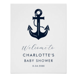 Aangepaste marineanker baby shower welkom perfect poster