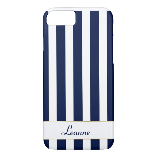 Aangepaste marinestripes met Gold Accents Case-Mate iPhone Case (Achterkant)
