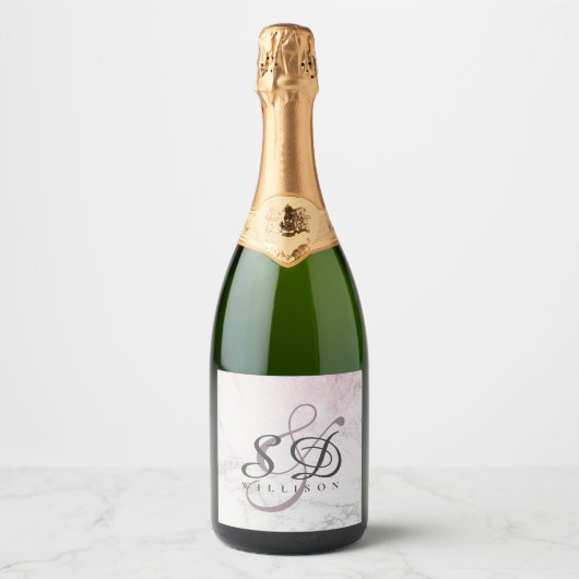 Aangepaste marmer met glitter-gegevens sparkling wijnetiket (Voorkant)