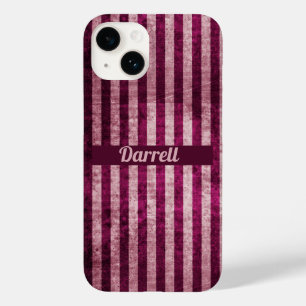 Aangepaste maroon- en duuskroze strepen Case-Mate iPhone 14 hoesje