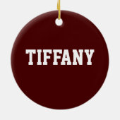 Aangepaste maroon- en witte Cheerleader-versiering Keramisch Ornament (Achterkant)