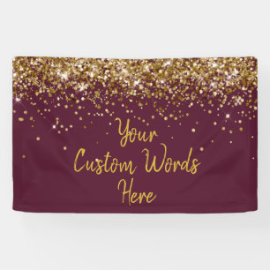 Aangepaste Maroon Gouden Verjaardagsfeestje Fotoho Spandoek