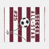 Aangepaste maroon & witte SOCCER Blanket Fleece Deken (Voorkant (Horizontaal))