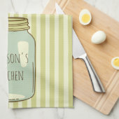 Aangepaste Mason Jar Kitchen Towel Bleke Stripes Theedoek (Quarter Fold)