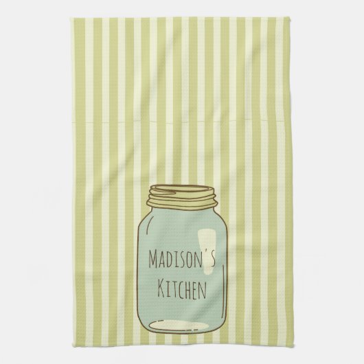 Aangepaste Mason Jar Kitchen Towel Bleke Stripes Theedoek (Verticaal)
