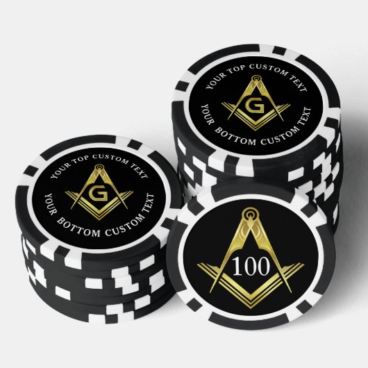 Aangepaste Masonic Poker Chips | Vierkant en kompa (Opstapeling)