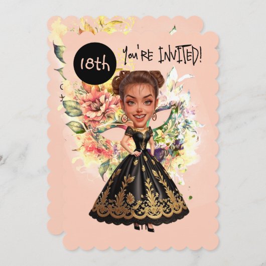 Aangepaste Masquerade 18e Verjaardag Bash Kaart (Voorkant / Achterkant)