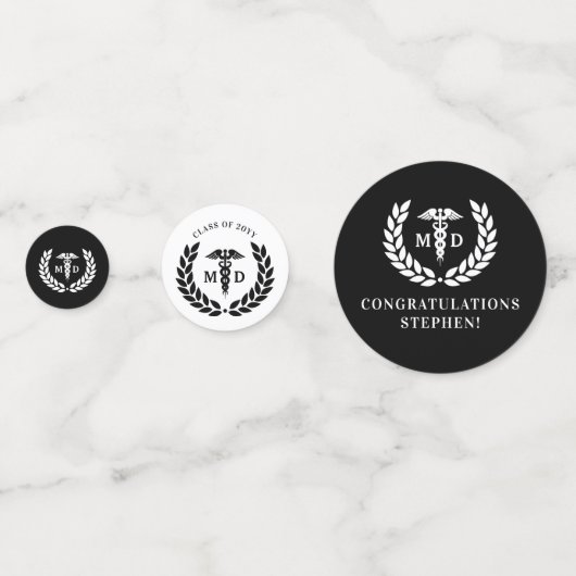 Aangepaste MD Doctor of Medicine Med School Afstud Confetti (Achterkanten)