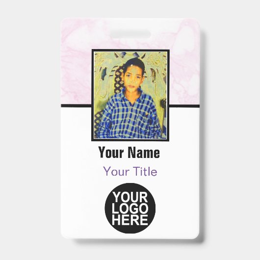 Aangepaste Medewerker - Foto, Logo, Bar Code en Na Badge (Voorzijde)