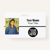 Aangepaste medewerker - Foto, Logo, streepjescode  Badge (Voorkant)