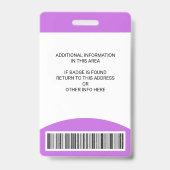 Aangepaste medewerker Foto Naam Rol-ID Logo Barcod Badge (Back)