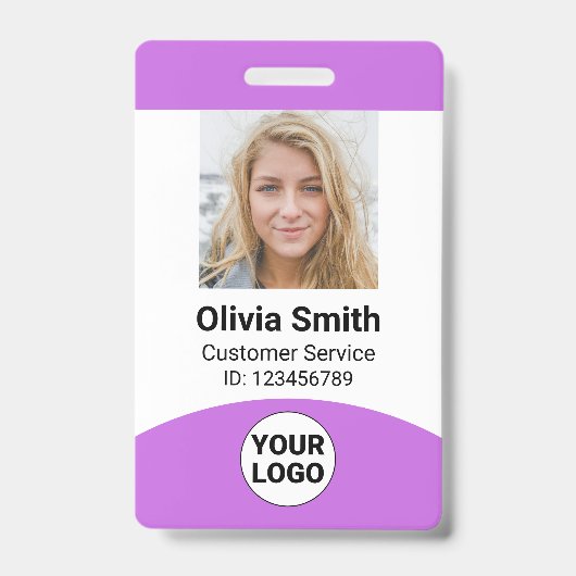 Aangepaste medewerker Foto Naam Rol-ID Logo Barcod Badge (Front)