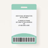 Aangepaste medewerker Foto Naam Rol-ID Logo Barcod Badge (Achterkant)