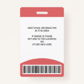 Aangepaste medewerker Foto Naam Rol-ID Logo Barcod Badge (Achterkant)