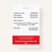 Aangepaste medewerker ID-kaart bewerkbaar rood wit Badge (Achterkant)