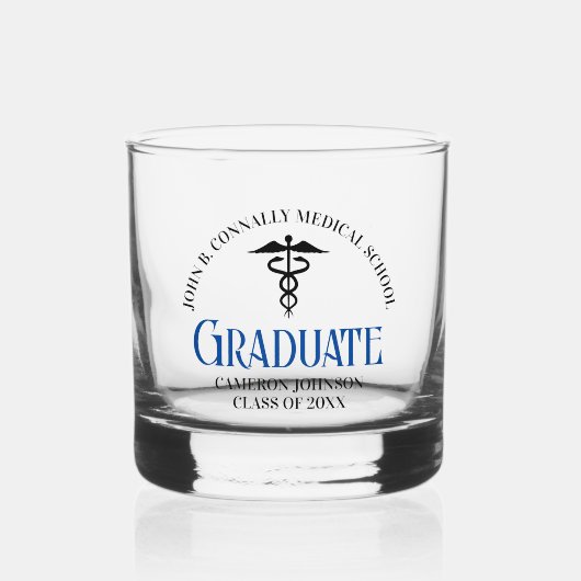 Aangepaste Medische School Afstuderen Herdenking Whisky Glas (Voorkant)