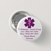 Aangepaste medische waarschuwing Button Paars (Voorkant /achterkant)