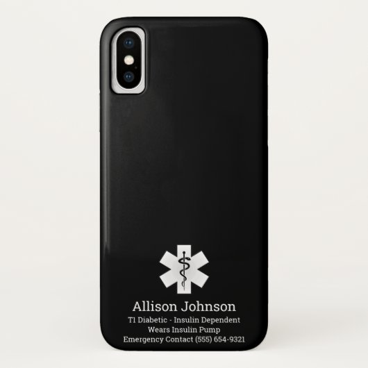 Aangepaste medische waarschuwing Telefoon Case-Mate iPhone Case (Achterkant)