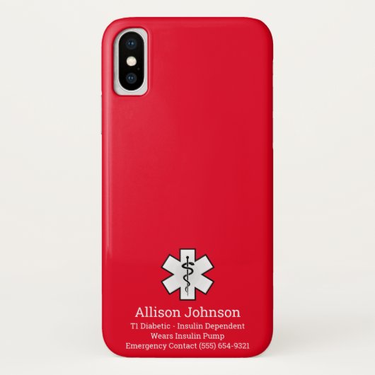 Aangepaste medische waarschuwing Telefoon Case-Mate iPhone Case (Achterkant)