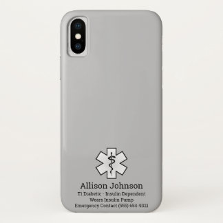 Aangepaste medische waarschuwing Telefoon iPhone X Hoesje