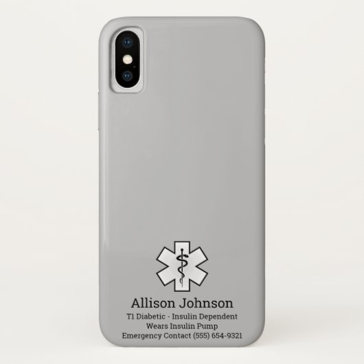 Aangepaste medische waarschuwing Telefoon Case-Mate iPhone Case (Achterkant)