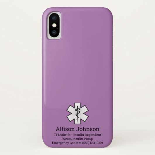 Aangepaste medische waarschuwing Telefoon Case-Mate iPhone Case (Achterkant)